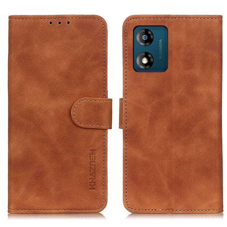 

For Motorola Moto E13 4G 2023 KHAZNEH Retro Texture Flip Leather Phone Case(Brown)