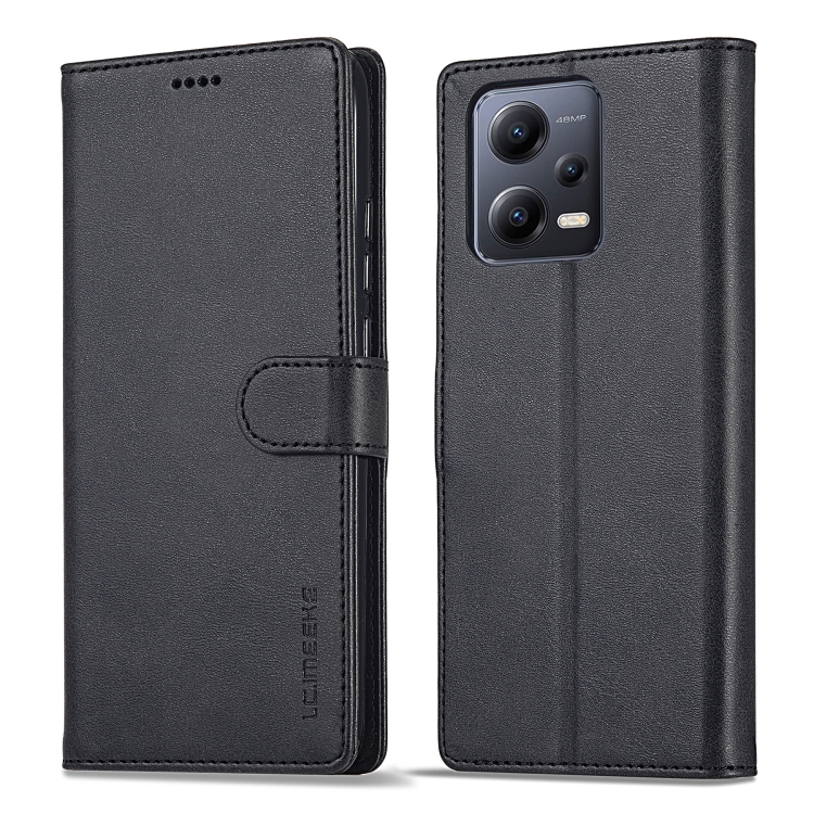 

For Xiaomi Redmi Note 12 5G/Poco X5 LC.IMEEKE Calf Texture Horizontal Flip Leather Case(Black)