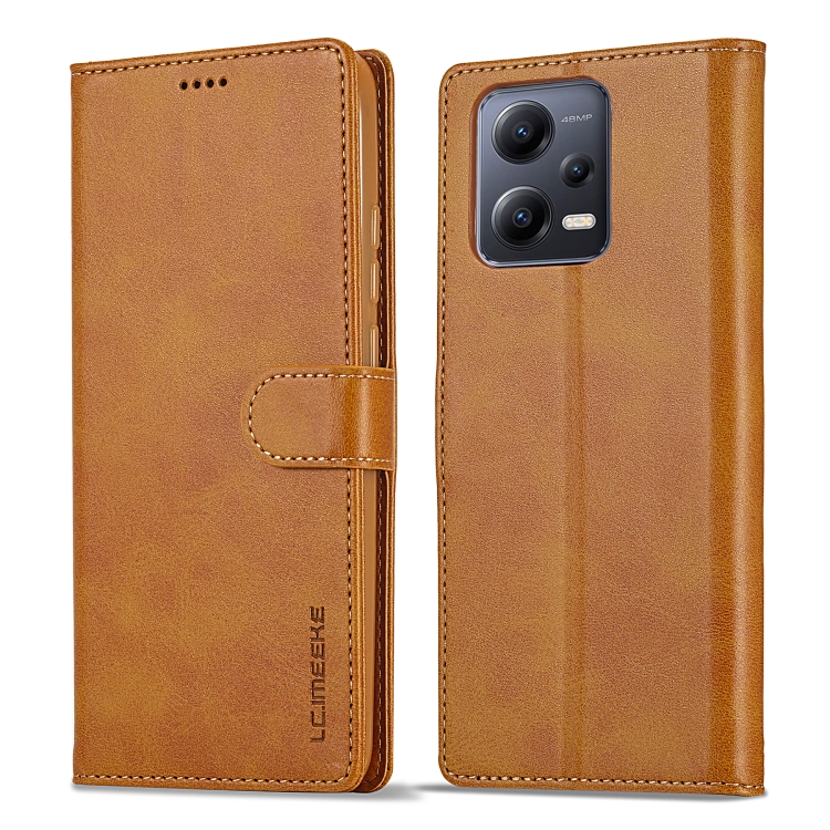 

For Xiaomi Redmi Note 12 5G/Poco X5 LC.IMEEKE Calf Texture Horizontal Flip Leather Case(Yellow)
