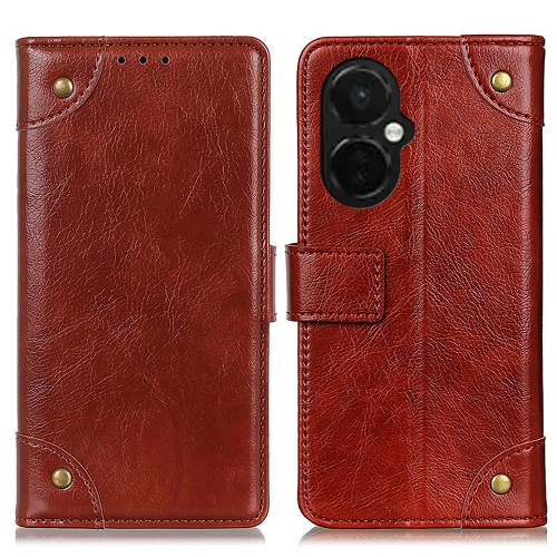 

For OnePlus Nord CE 3 Lite Copper Buckle Nappa Texture Leather Phone Case(Brown)