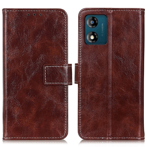 

For Motorola Moto E13 4G 2023 Retro Crazy Horse Texture Leather Phone Case(Brown)