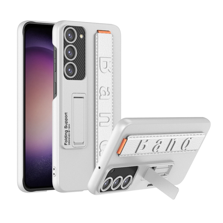 

For Samsung Galaxy S23+ 5G GKK Ultra-thin Wristband Shockproof Phone Case with Holder(White)