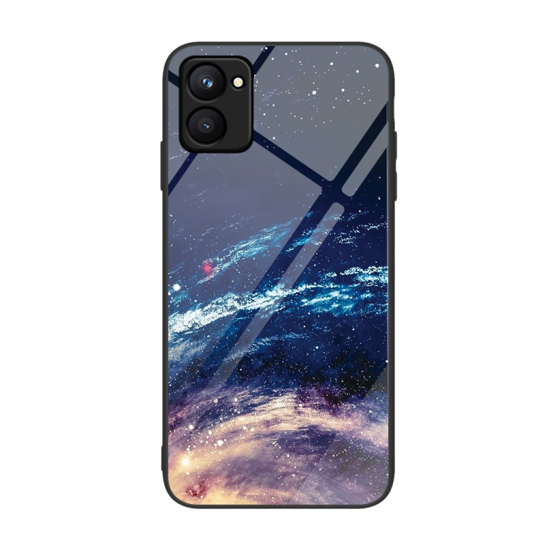 

For Realme C33 Colorful Painted Glass Phone Case(Starry Sky)