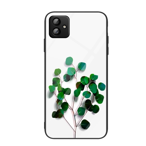 

For Samsung Galaxy A04 Colorful Painted Glass Phone Case(Sapling)