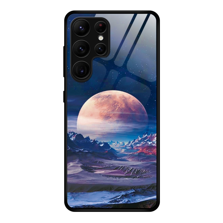 

For Samsung Galaxy S23 Ultra 5G Colorful Painted Glass Phone Case(Moon Hill)