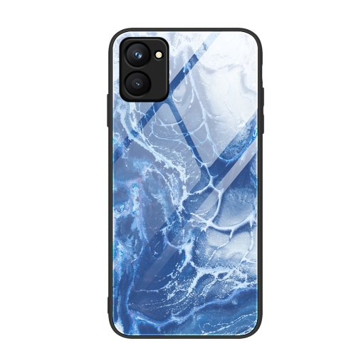 

For Realme C33 Marble Pattern Glass Phone Case(Blue Ocean)