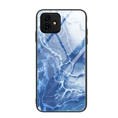 

For Honor Play6C Marble Pattern Glass Phone Case(Blue Ocean)