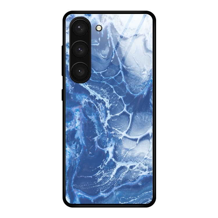 

For Samsung Galaxy S23 5G Marble Pattern Glass Phone Case(Blue Ocean)