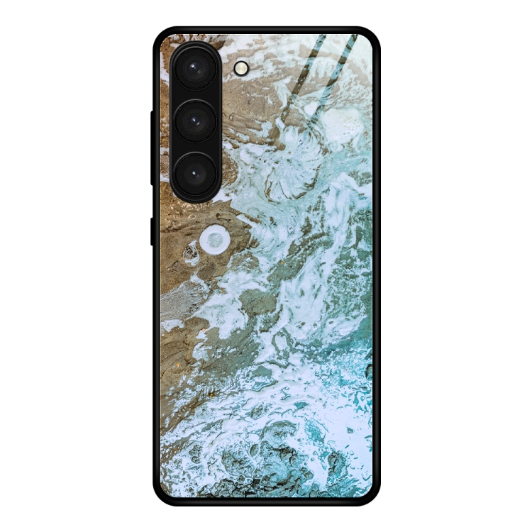 

For Samsung Galaxy S23+ 5G Marble Pattern Glass Phone Case(Beach)