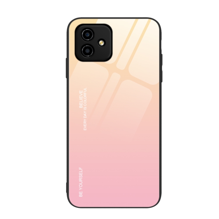 

For Honor Play6C Gradient Color Glass Phone Case(Yellow Pink)