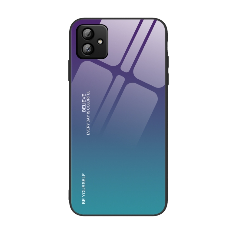 

For Samsung Galaxy A04 Gradient Color Glass Phone Case(Aurora Blue)