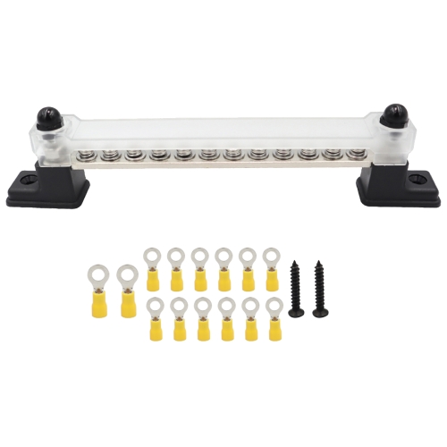 

CP-3051 150A 12-48V RV Yacht 12-way Busbar with 14pcs Terminals(Black)