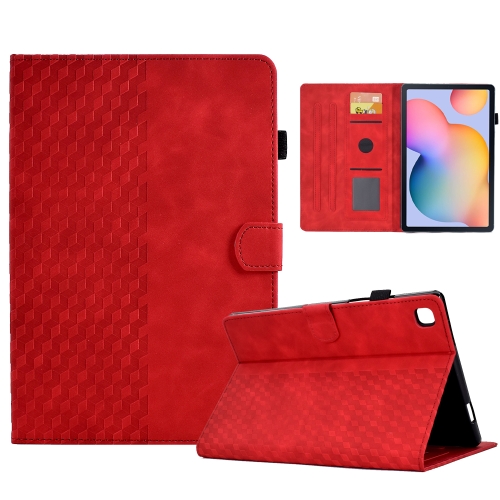 

For Samsung Galaxy Tab S6 Lite P610 / P615 Rhombus Embossed Leather Smart Tablet Case(Red)