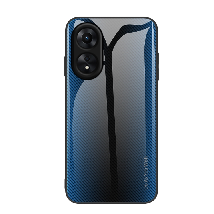 

For OPPO A17 Texture Gradient Glass TPU Phone Case(Blue)