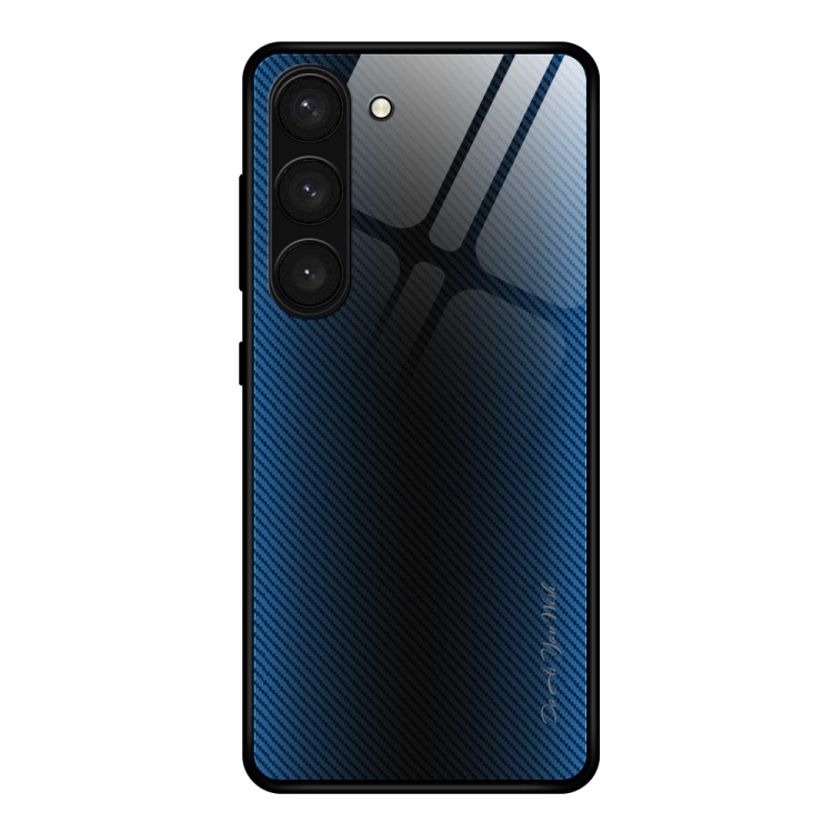 

For Samsung Galaxy S23 5G Texture Gradient Glass TPU Phone Case(Blue)