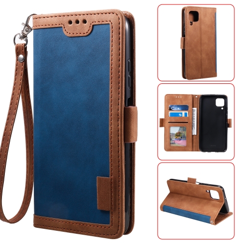 

For Huawei P40 Lite Retro Splicing Horizontal Flip Leather Case with Card Slots & Holder & Wallet(Blue)