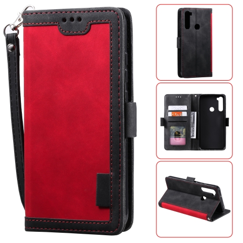 

For Xiaomi Redmi Note 8T Retro Splicing Horizontal Flip Leather Case with Card Slots & Holder & Wallet(Red)