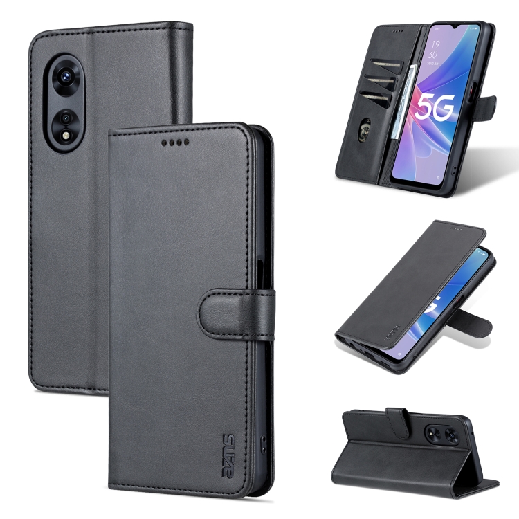 

For OPPO A58 5G / A58X / A78 AZNS Skin Feel Calf Texture Flip Leather Phone Case(Black)