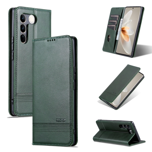 

For vivo S16 / S16 Pro AZNS Magnetic Calf Texture Flip Leather Phone Case(Dark Green)