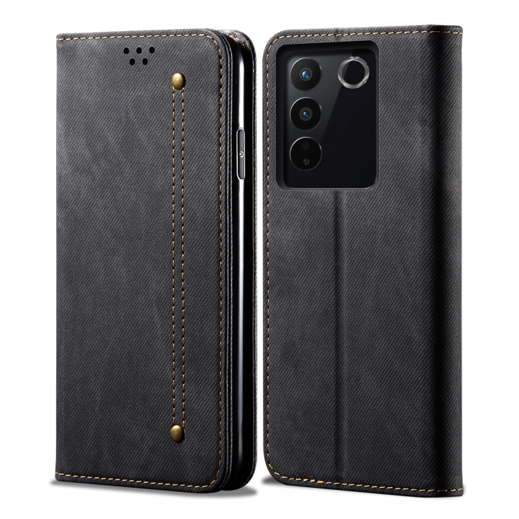 

For vivo S16 Pro / S16 Denim Texture Leather Phone Case(Black)