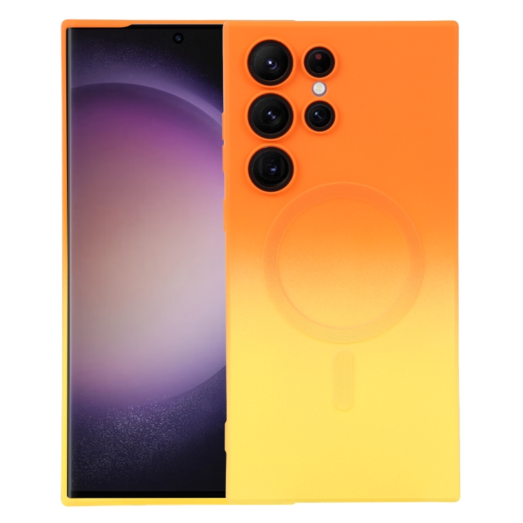 

For Samsung Galaxy S23 Ultra 5G Liquid TPU Silicone Gradient MagSafe Phone Case(Orange Yellow)