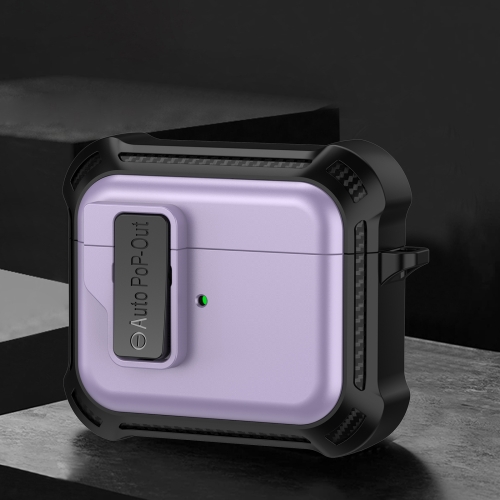 

For AirPods 3 Signal Flag Wireless Earphones Case with Security Lock(Purple)