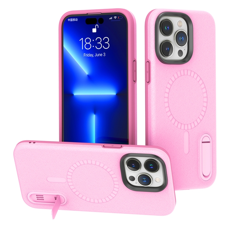 

For iPhone 14 Pro Max Terminator MagSafe Magnetic Holder Phone Case(Pink)