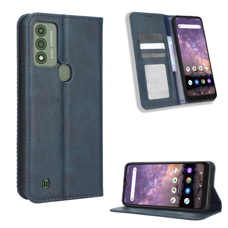 

For Wiko Voix U616A Magnetic Buckle Retro Texture Leather Phone Case(Blue)