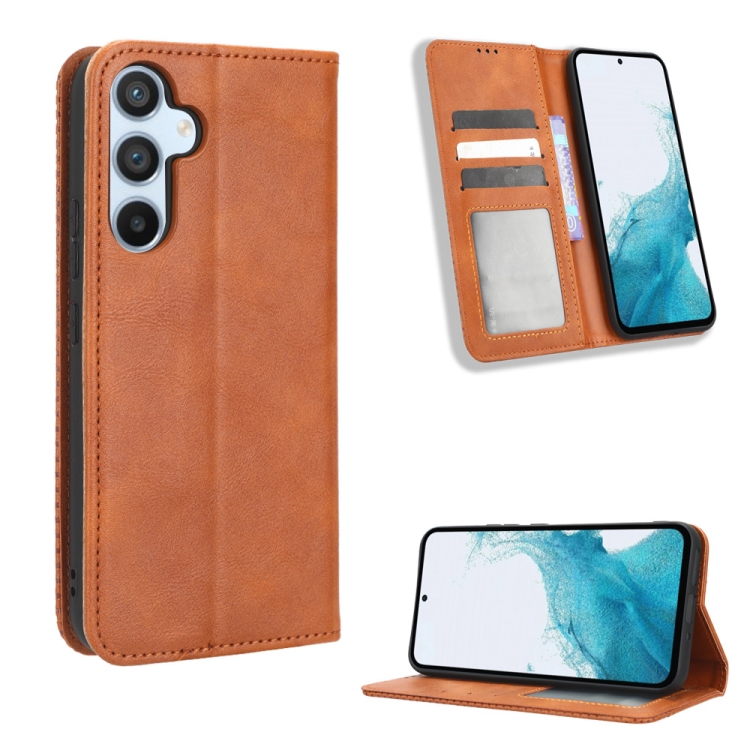 

For Samsung Galaxy A54 5G Magnetic Buckle Retro Texture Leather Phone Case(Brown)