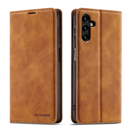 

For Samsung Galaxy A14 5G Forwenw Dream Series Oil Edge Strong Magnetism Leather Phone Case(Brown)