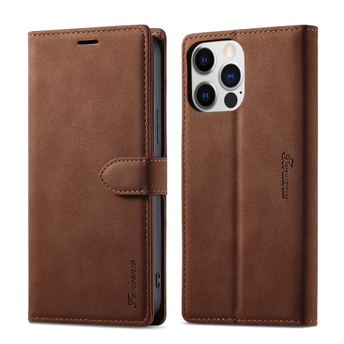 For iPhone 14 Pro Max Forwenw F1 Series Matte Strong Magnetism Leather Phone Case(Brown)