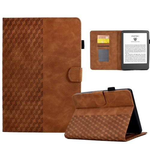 

For Amazon Kindle Lite 2022 Rhombus Embossed Leather Tablet Case(Brown)