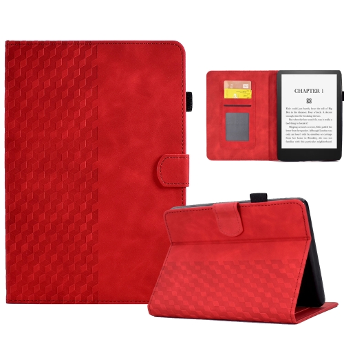 

For Amazon Kindle PaperWhite 5 2021 Rhombus Embossed Leather Tablet Case(Red)