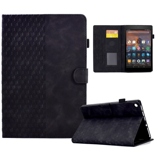 

For Amazon Kindle Fire HD8 2018 / 2017 / 2016 Rhombus Embossed Leather Tablet Case(Black)