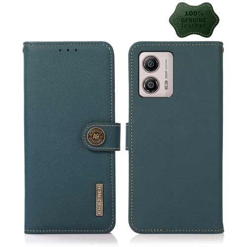 

For Motorola Moto G13 / G23 / G53 5G KHAZNEH Custer Texture RFID Genuine Leather Phone Case(Green)