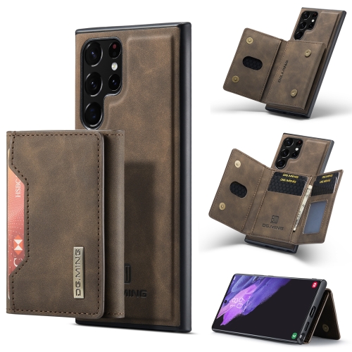 

For Samsung Galaxy S23 Ultra 5G DG.MING M2 Series 3-Fold Multi Card Bag + Phone Case(Coffee)