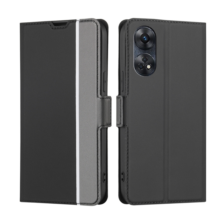 

For OPPO Reno8 T 4G Twill Texture Side Buckle Leather Phone Case(Black)
