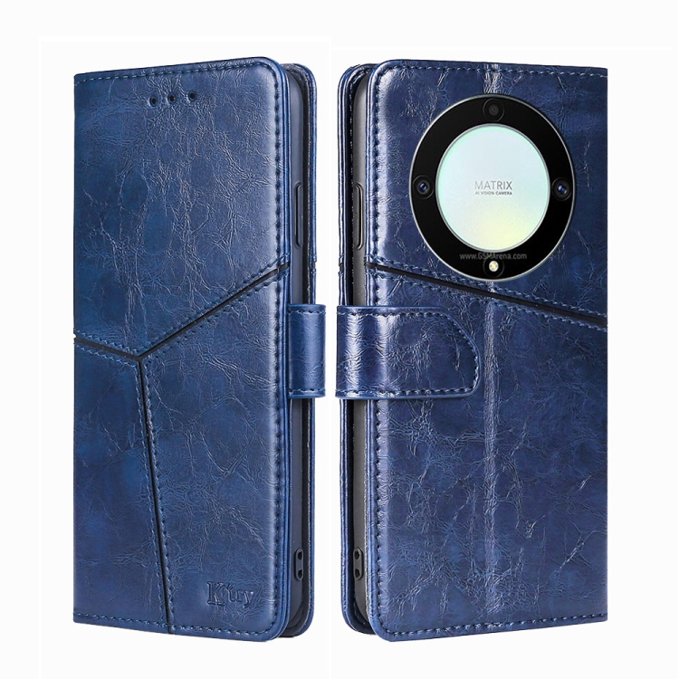 

For Honor X9a 5G Geometric Stitching Horizontal Flip Leather Phone Case(Blue)
