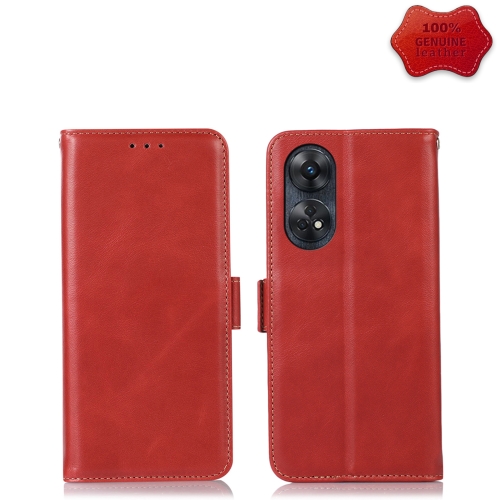 

For OPPO Reno8 T 4G Crazy Horse Top Layer Cowhide Leather Phone Case(Red)