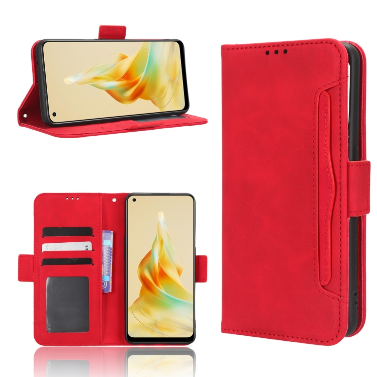 

For OPPO Reno8 T 4G Skin Feel Calf Texture Card Slots Leather Phone Case(Red)