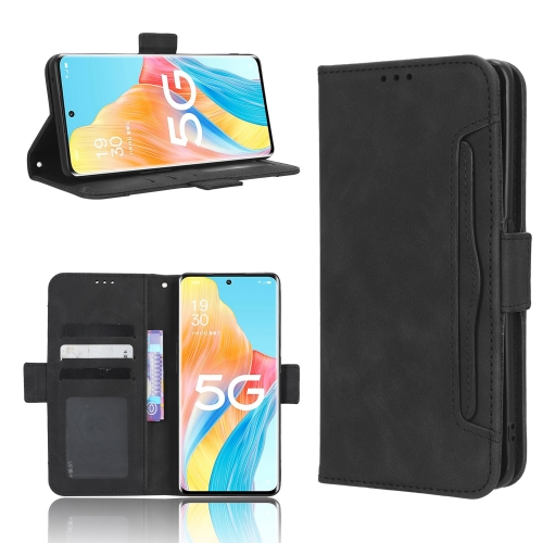 

For OPPO Reno8 T 5G / A1 Pro Skin Feel Calf Texture Card Slots Leather Phone Case(Black)