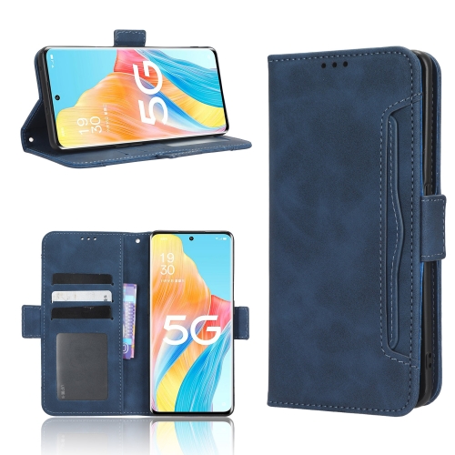 

For OPPO Reno8 T 5G / A1 Pro Skin Feel Calf Texture Card Slots Leather Phone Case(Blue)