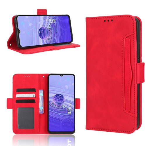 

For TCL 40 R 5G Skin Feel Calf Texture Card Slots Leather Phone Case(Red)