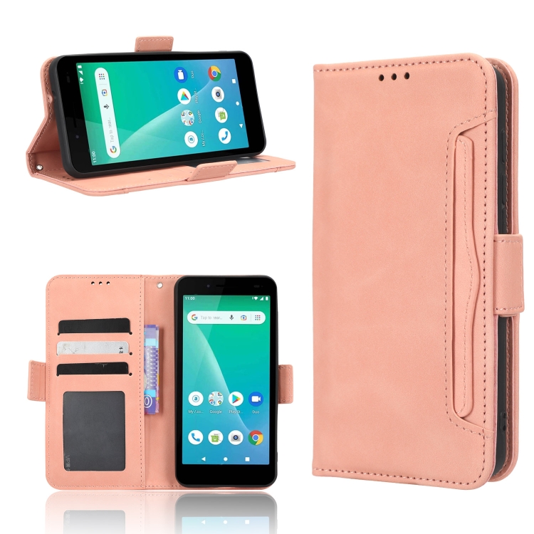

For Unimax UMX U696CL Skin Feel Calf Texture Card Slots Leather Phone Case(Pink)