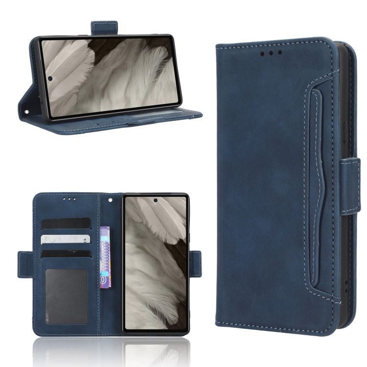 

For Google Pixel 7a Skin Feel Calf Texture Card Slots Leather Phone Case(Blue)