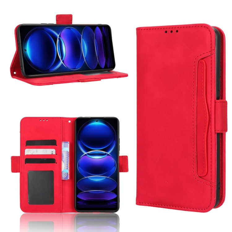 

For Xiaomi Poco X5 5G / Redmi Note 12 5G Skin Feel Calf Texture Card Slots Leather Phone Case(Red)