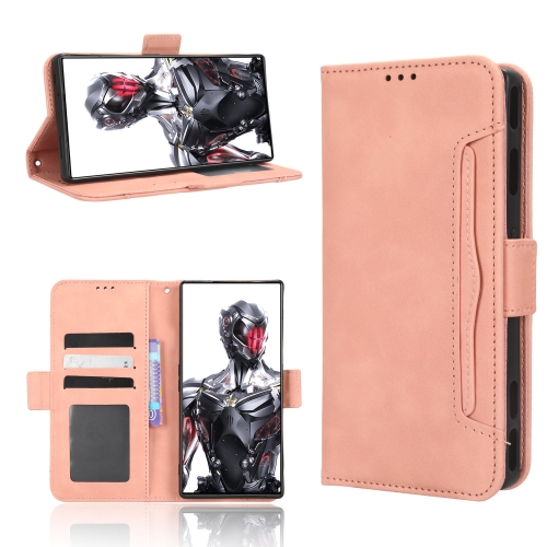 

For ZTE nubia Red Magic 8 Pro / 8 Pro+ Skin Feel Calf Texture Card Slots Leather Phone Case(Pink)