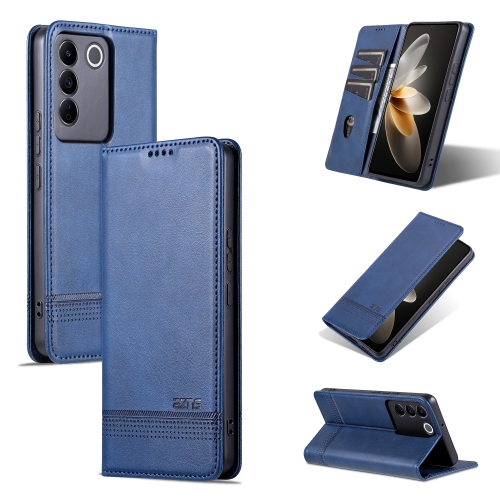 

For vivo S16e AZNS Magnetic Calf Texture Flip Leather Phone Case(Dark Blue)