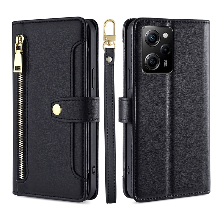 

For Xiaomi Poco X5 Pro / Redmi Note 12 Pro Speed Sheep Texture Cross-body Zipper Wallet Leather Phone Case(Black)