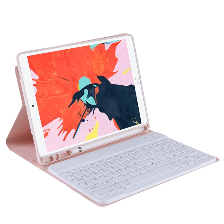 

T102B For iPad Air / Pro 10.5 inch (2019) TPU Candy Color Ultra-thin Bluetooth Keyboard Tablet Case with Stand & Pen Slot(Pink)